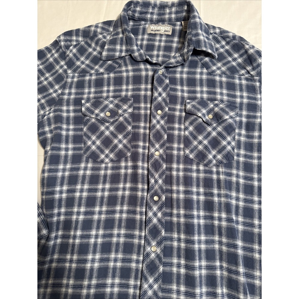 FLANNEL SHIRT Wrangler MEN XL  Wrancher Pearl Snap WESTERN Red Plaid
